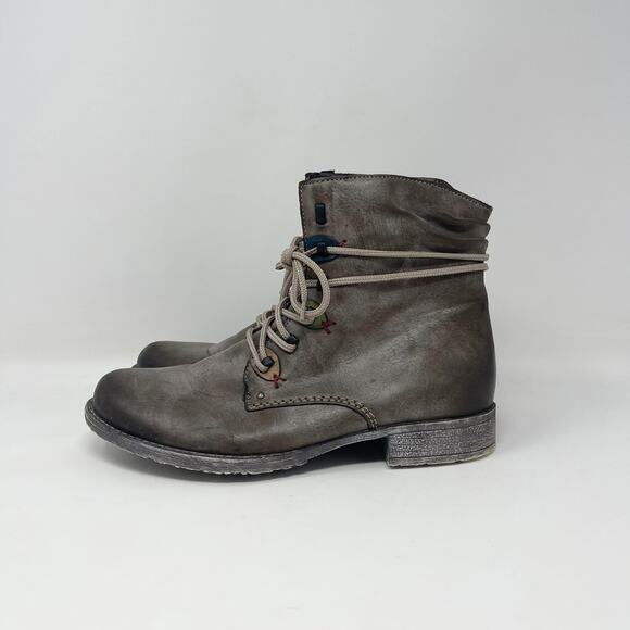 Rieker Payton 27 Ankle Boot Womens EU 40 / US 9-9.5 Gray Brown Leather Lace Up‎ - Picture 4 of 9
